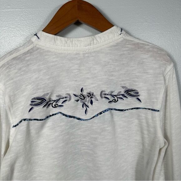 Free People Sundance Embroidered Henley Blouse Top Size Medium Bohemian Coastal - Picture 12 of 16